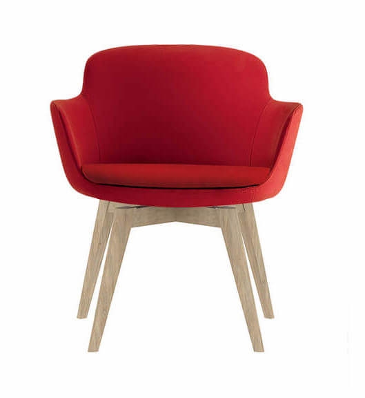 Danae Armchair, Solid Wood 4-leg Base