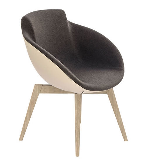 Tula Armchair, Solid Wood 4-leg Base