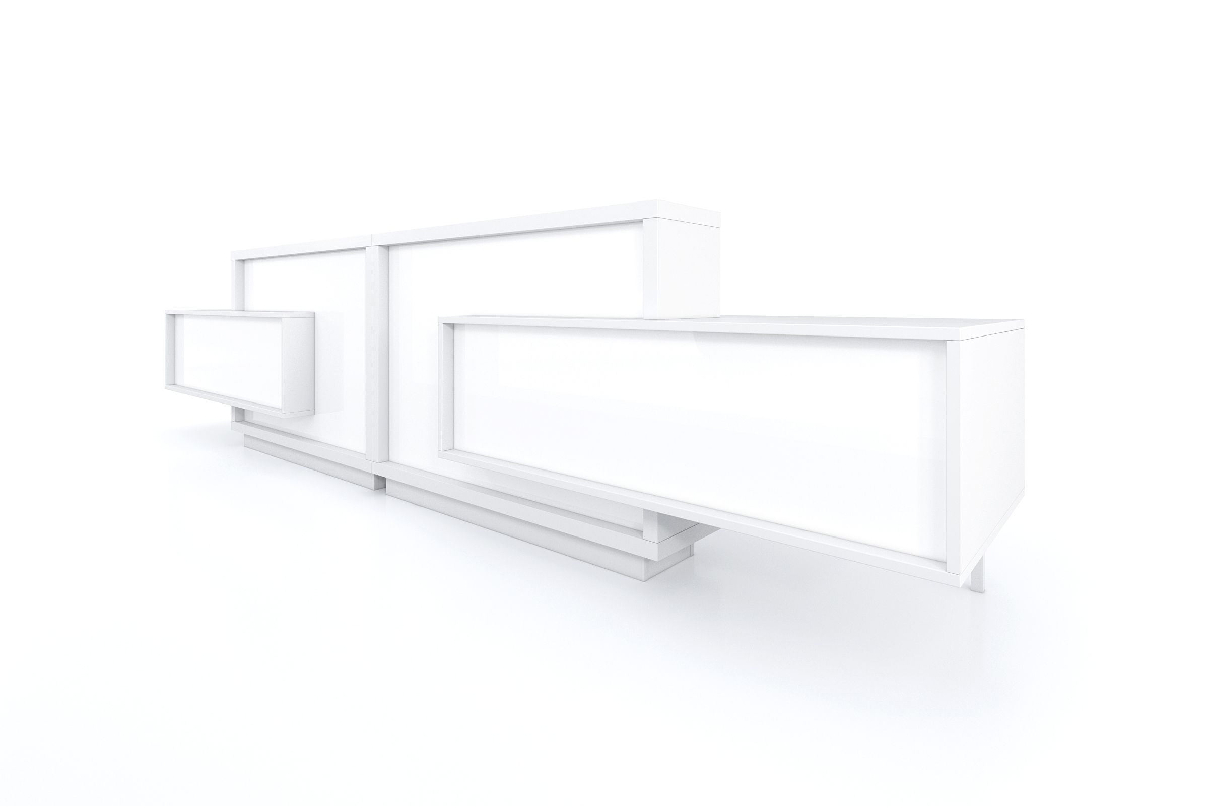 Kansole FORO Double Reception Desk, High Gloss White