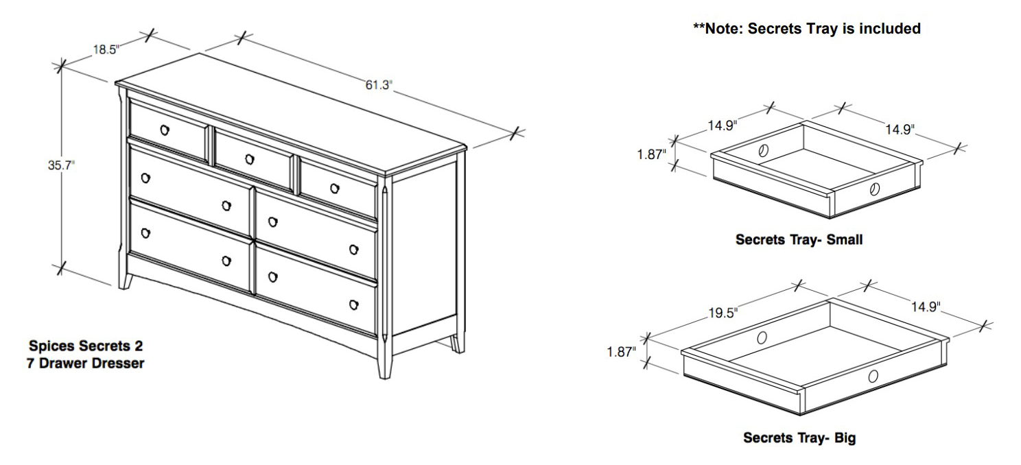 Secrets 2 Wood Dresser w/7 Drawers