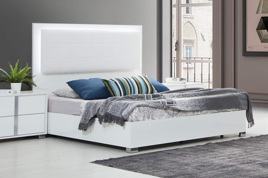 Roma Bonded Leather LED Platform Bedroom Set