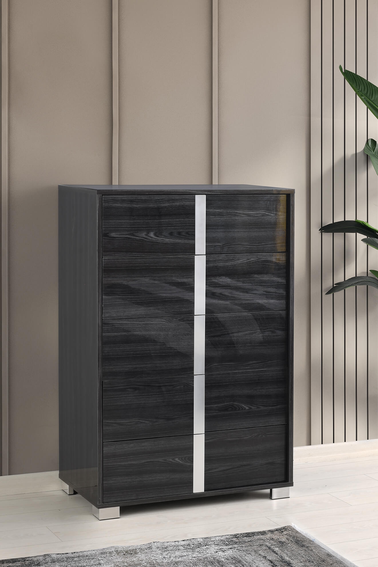 Roma Bonded Leather LED Platform Bedroom Set