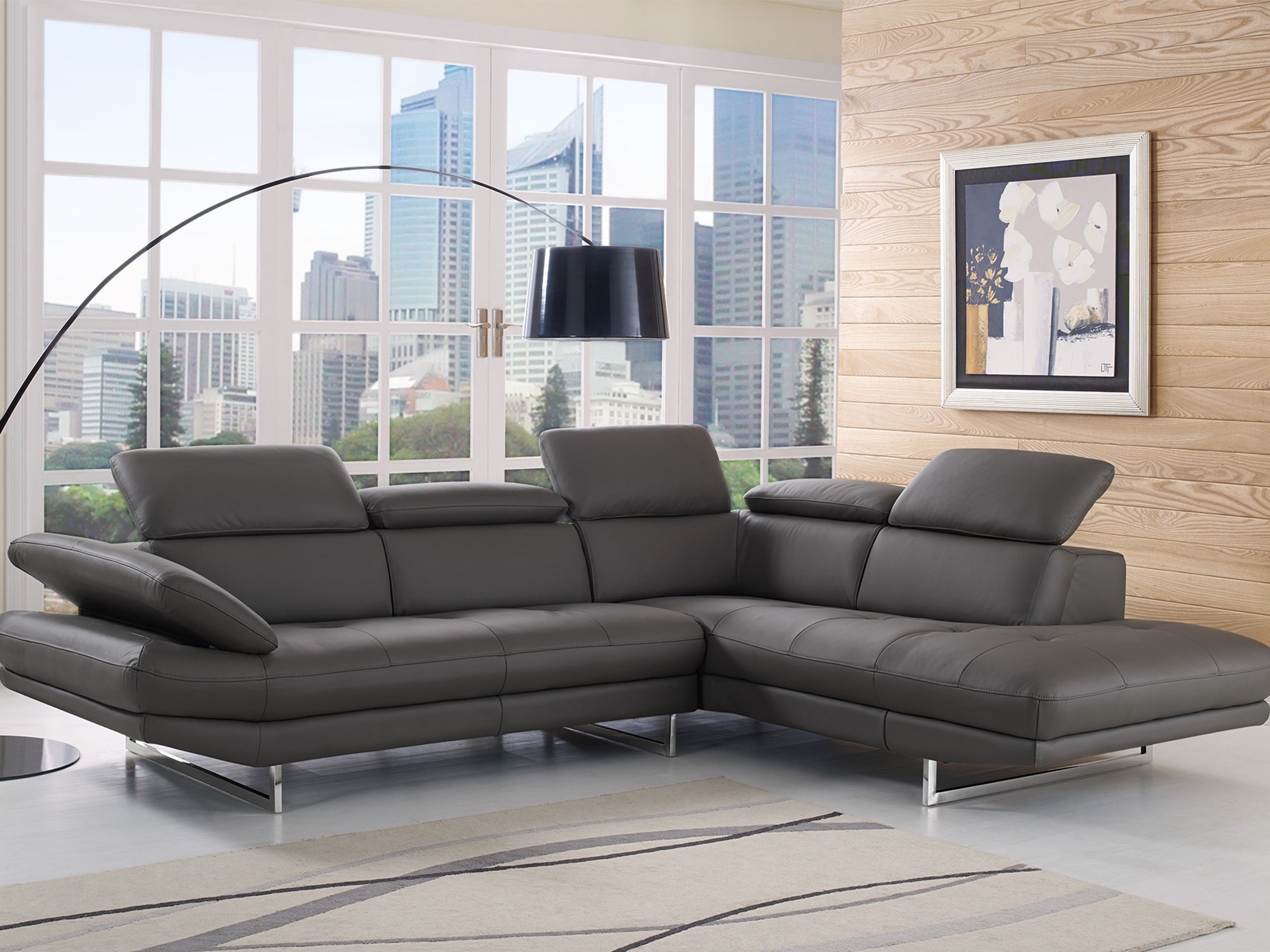 Pandora Top Grain Italian Leather Sectional