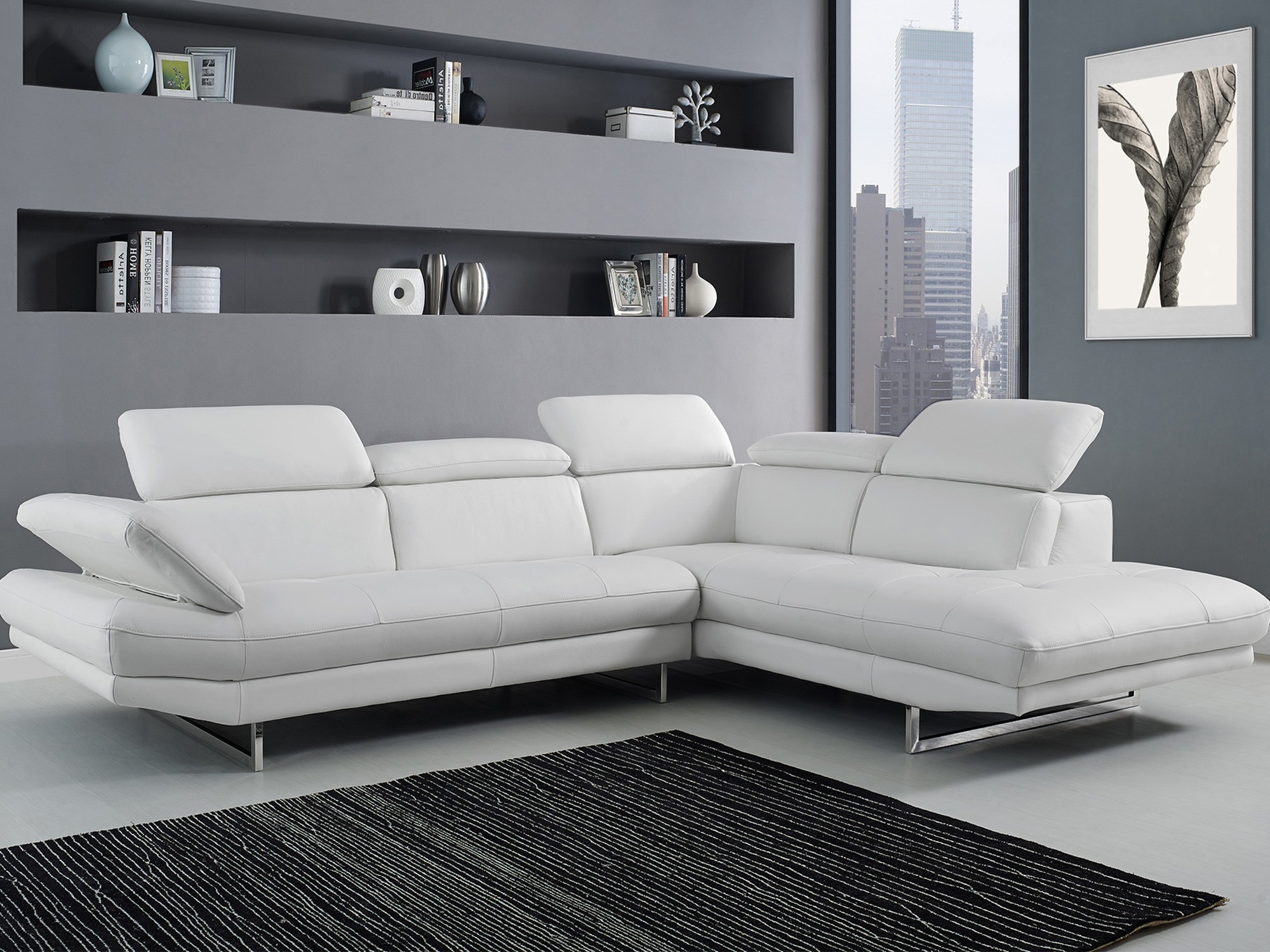 Pandora Top Grain Italian Leather Sectional
