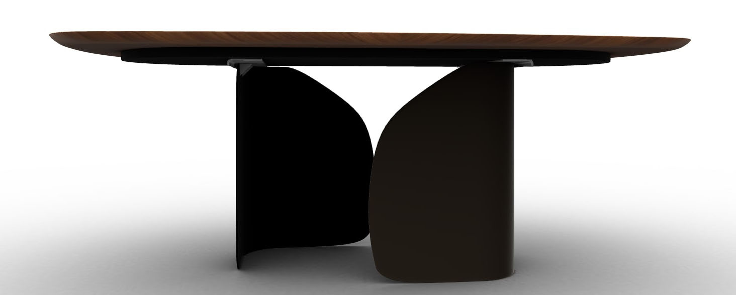Twins Metal/Veneer Oval Dining Table