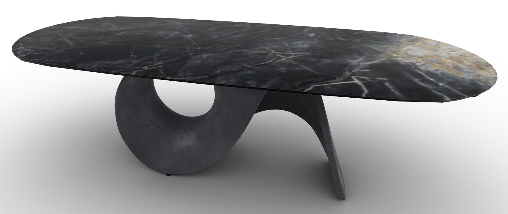 Seashell W98.4-inch Ceramic/Cement Customizable Oval Dining Table