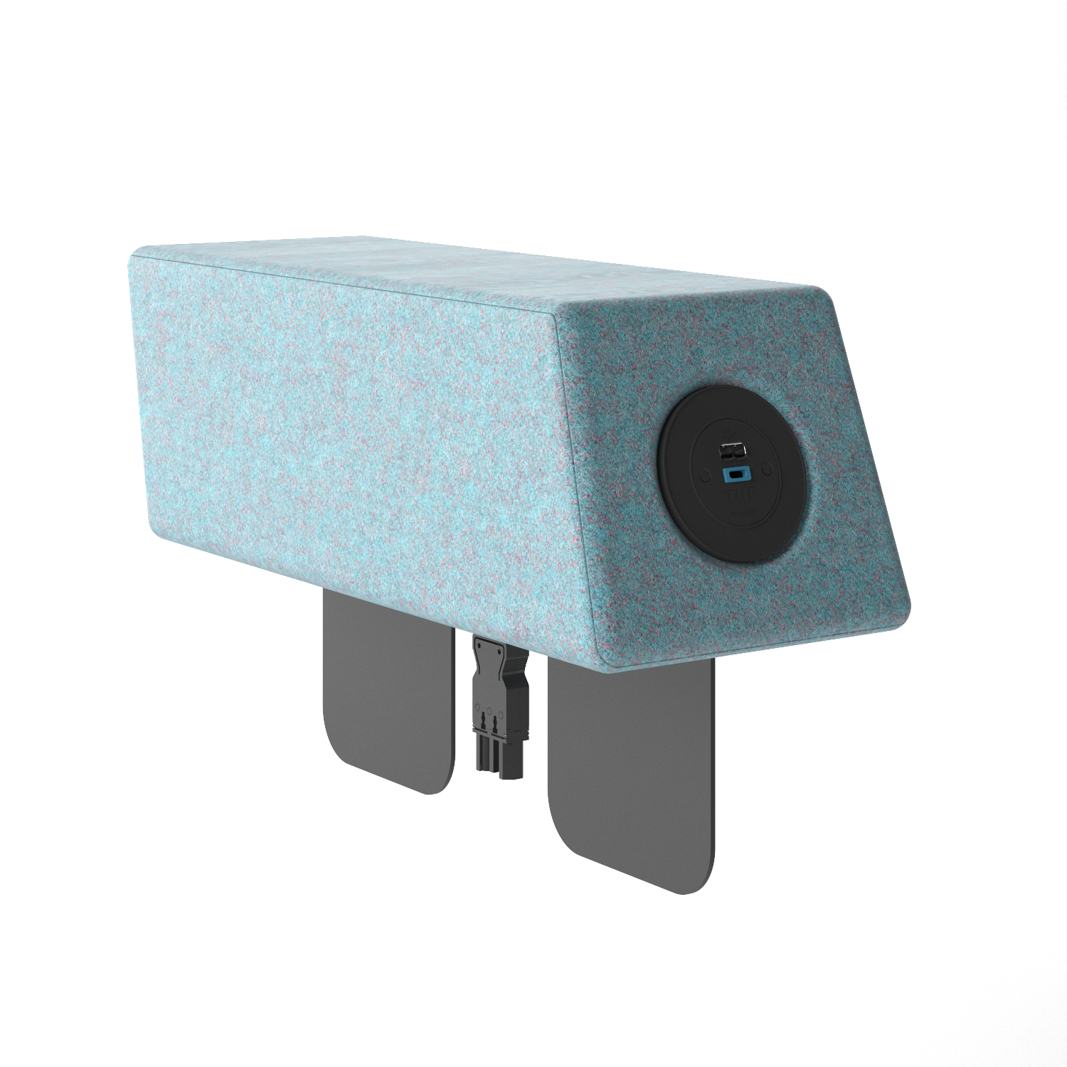 Upholstered armrest with USB port