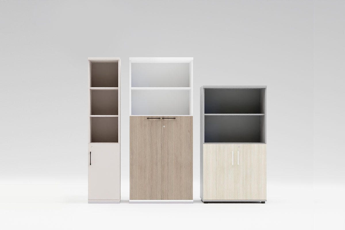 Standard Office Half-Bookcase w/Lockable Doors & Open Shelves