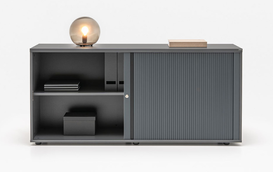 Standard Office W63" Tambour Cabinet w/2 Shelves & Lockable Door