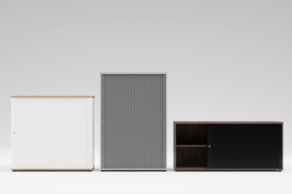 Standard Office W63" Tambour Cabinet w/2 Shelves & Lockable Door