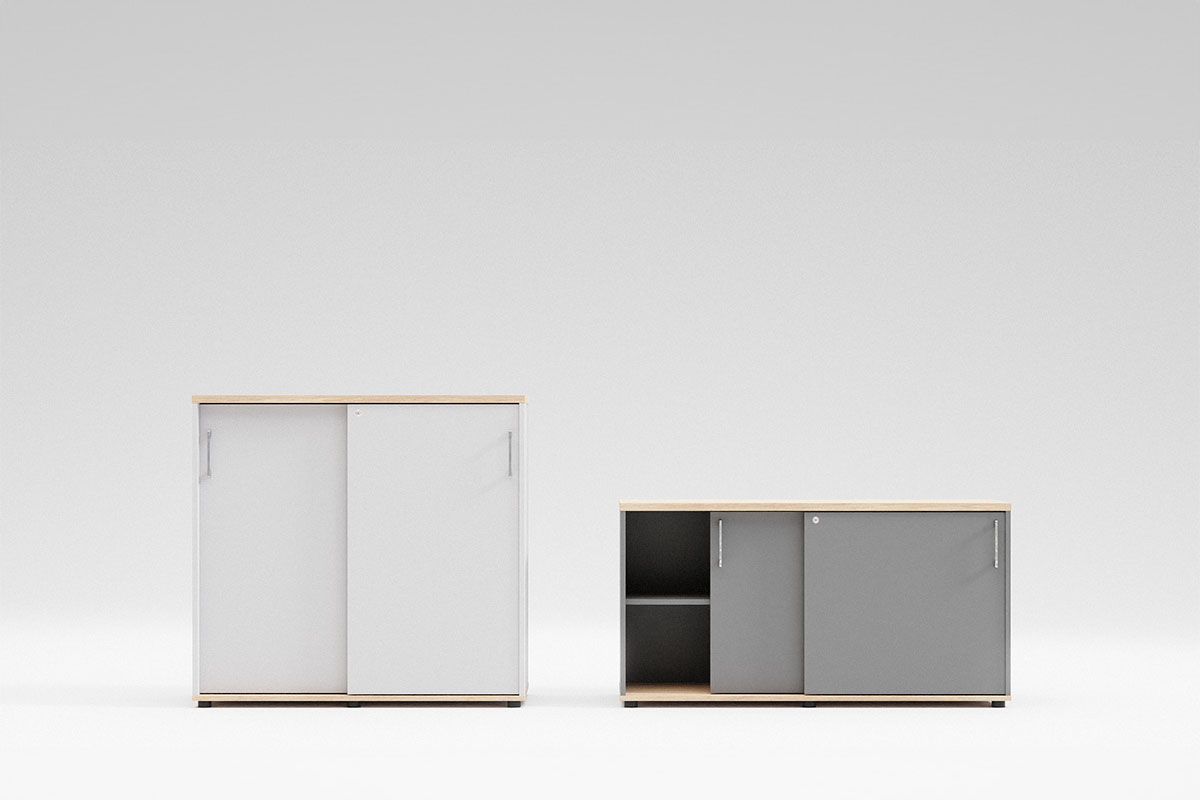 Standard Office Cabinet w/Shelves & Sliding Lockable Doors