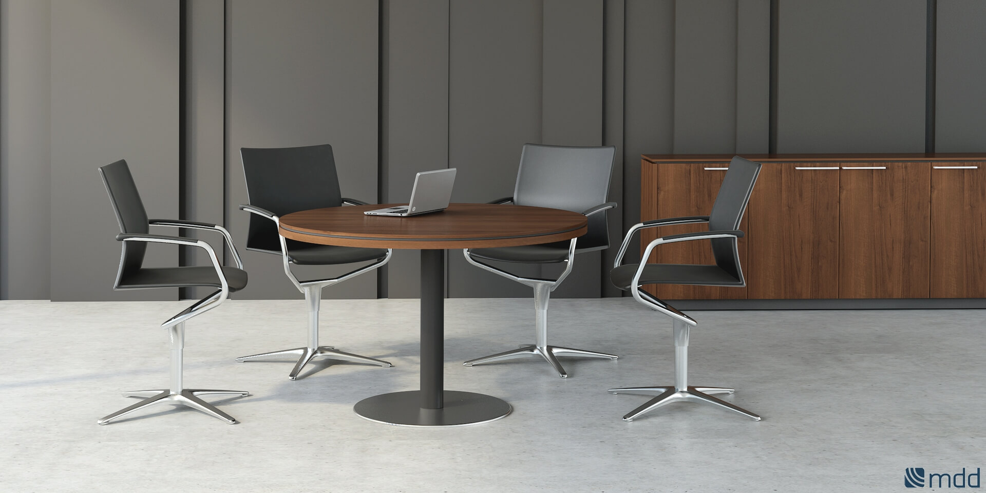 Status Round Pedestal Cafe Table w/Metal Leg