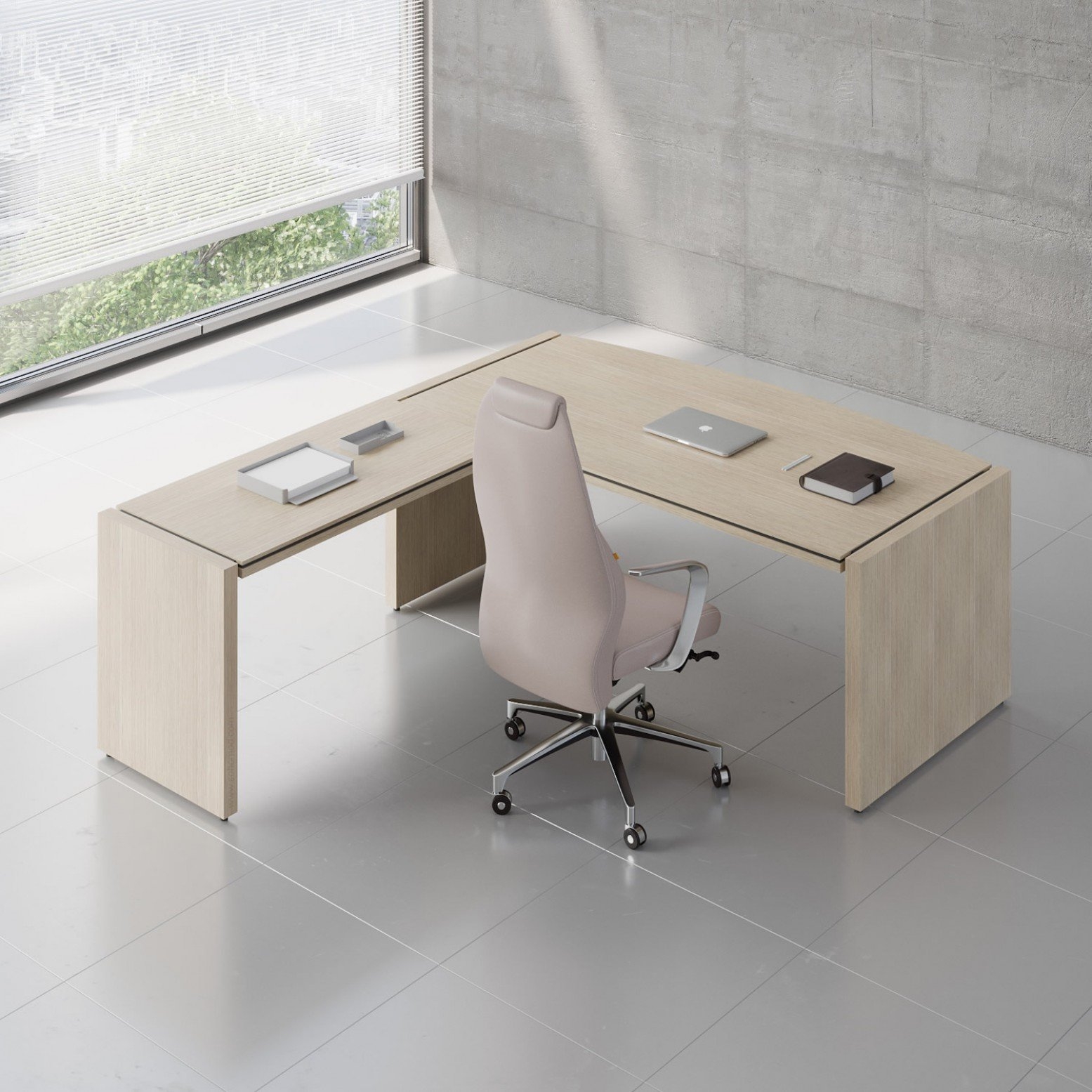 MDD Status Office Melamine L-Shaped Executive Desk, Composition 5