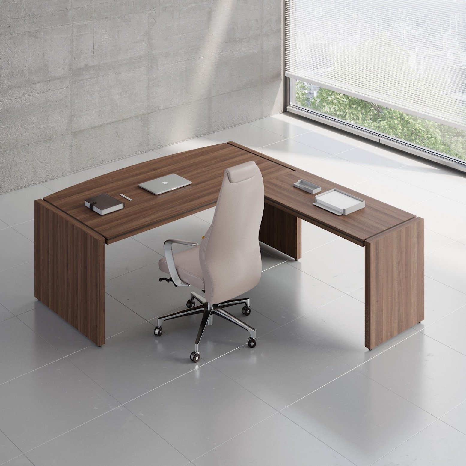 MDD Status Melamine L-Shaped Executive Desk, Composition 6