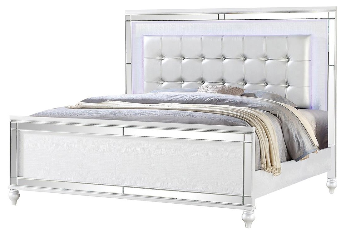 STERLING BED IN WHITEGalaxy Home Furnishings Sterling Queen Size Upholstered LED Bed