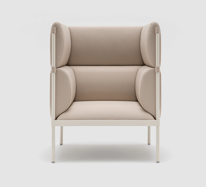 Stilt Fabric Office Highback Armchair w/Metal Legs
