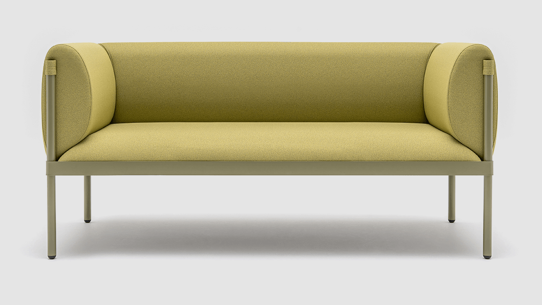 Stilt Fabric Office 2 Seater Sofa w/Metal Legs