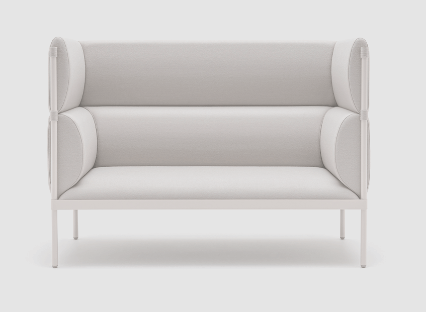 Stilt Fabric Office 2 Seater Highback Sofa w/Metal Legs
