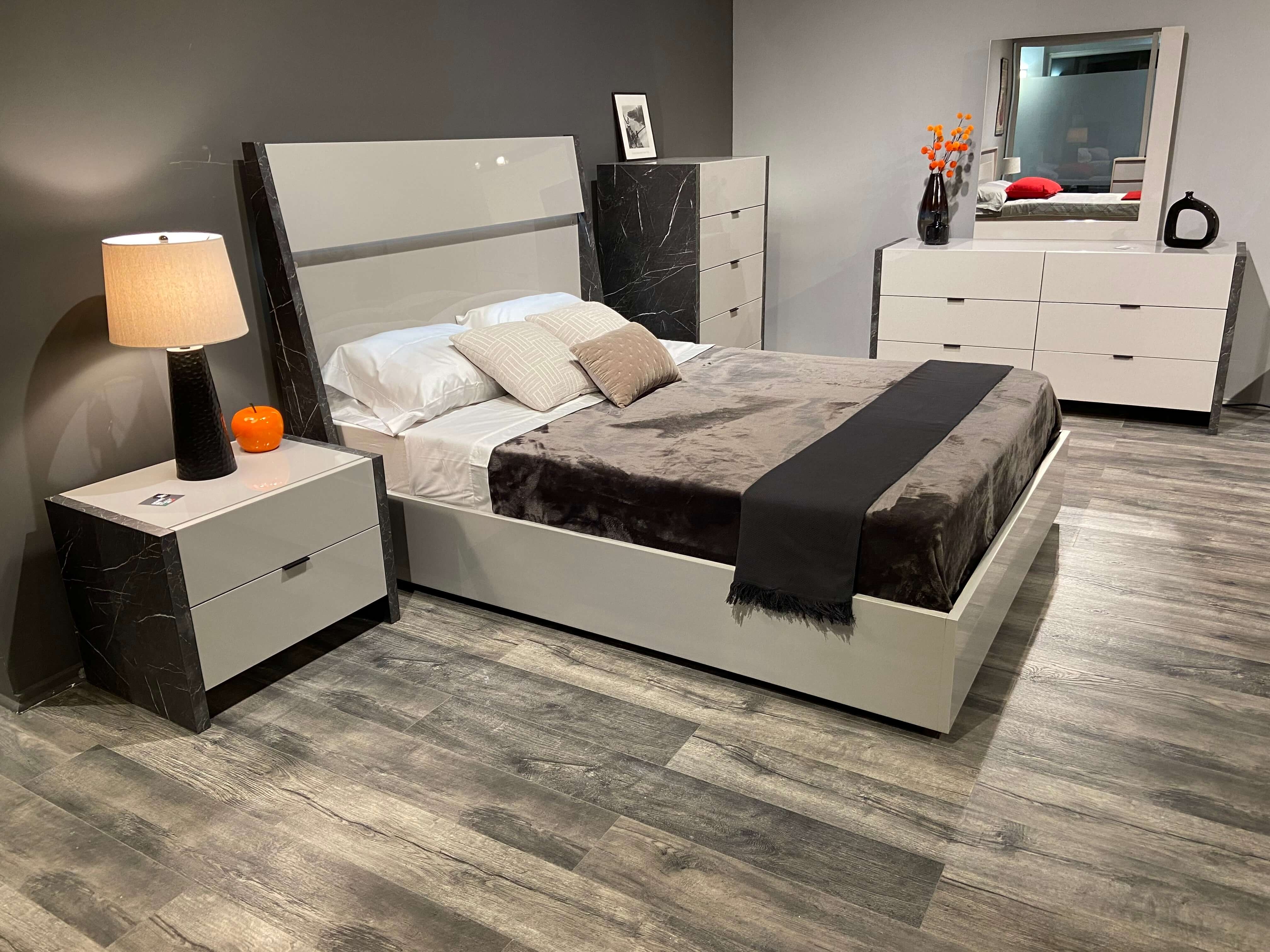 Stonage Premium Wood Veneer LED Bed