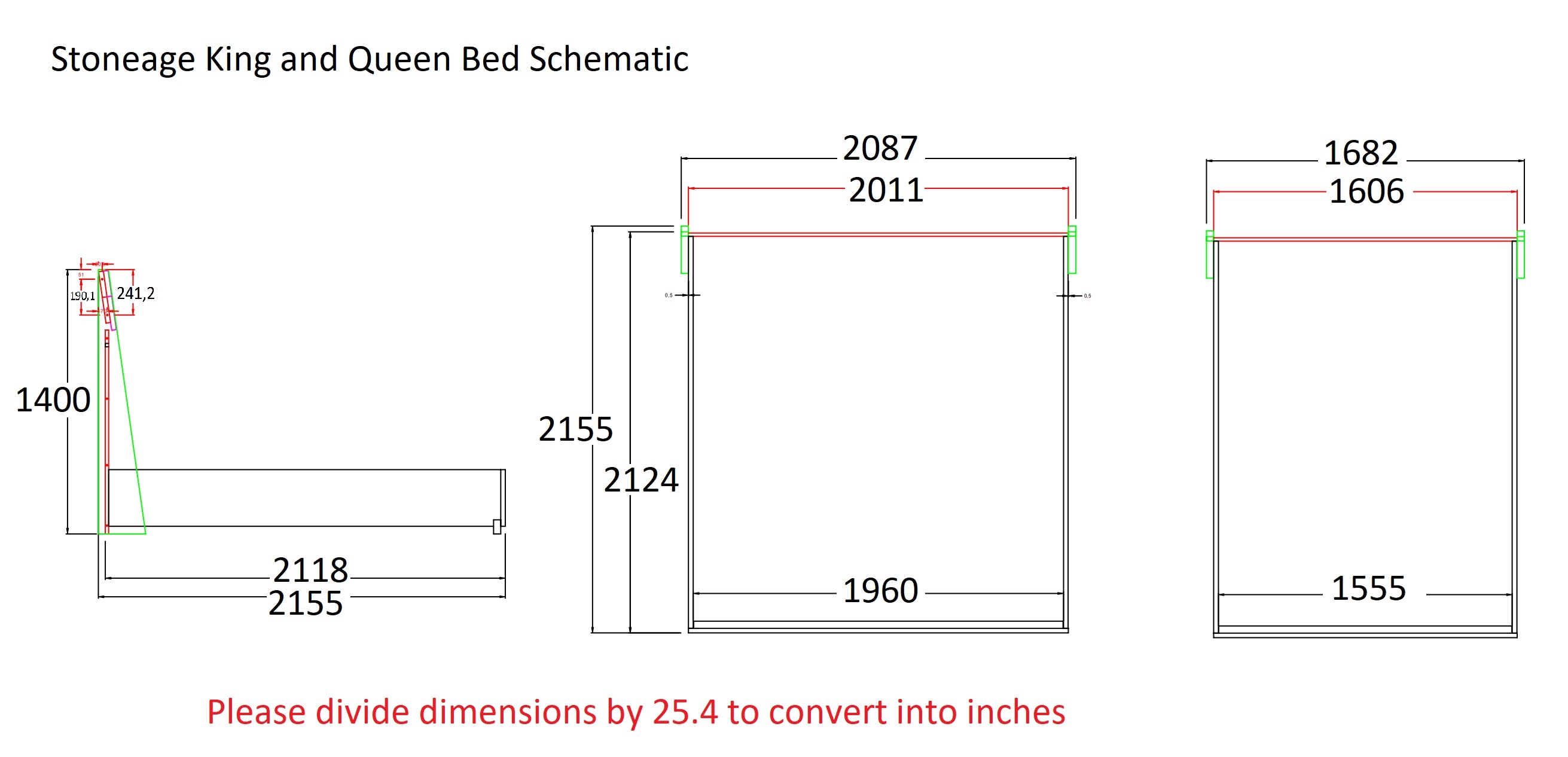 Stonage Premium Wood Veneer LED Bed