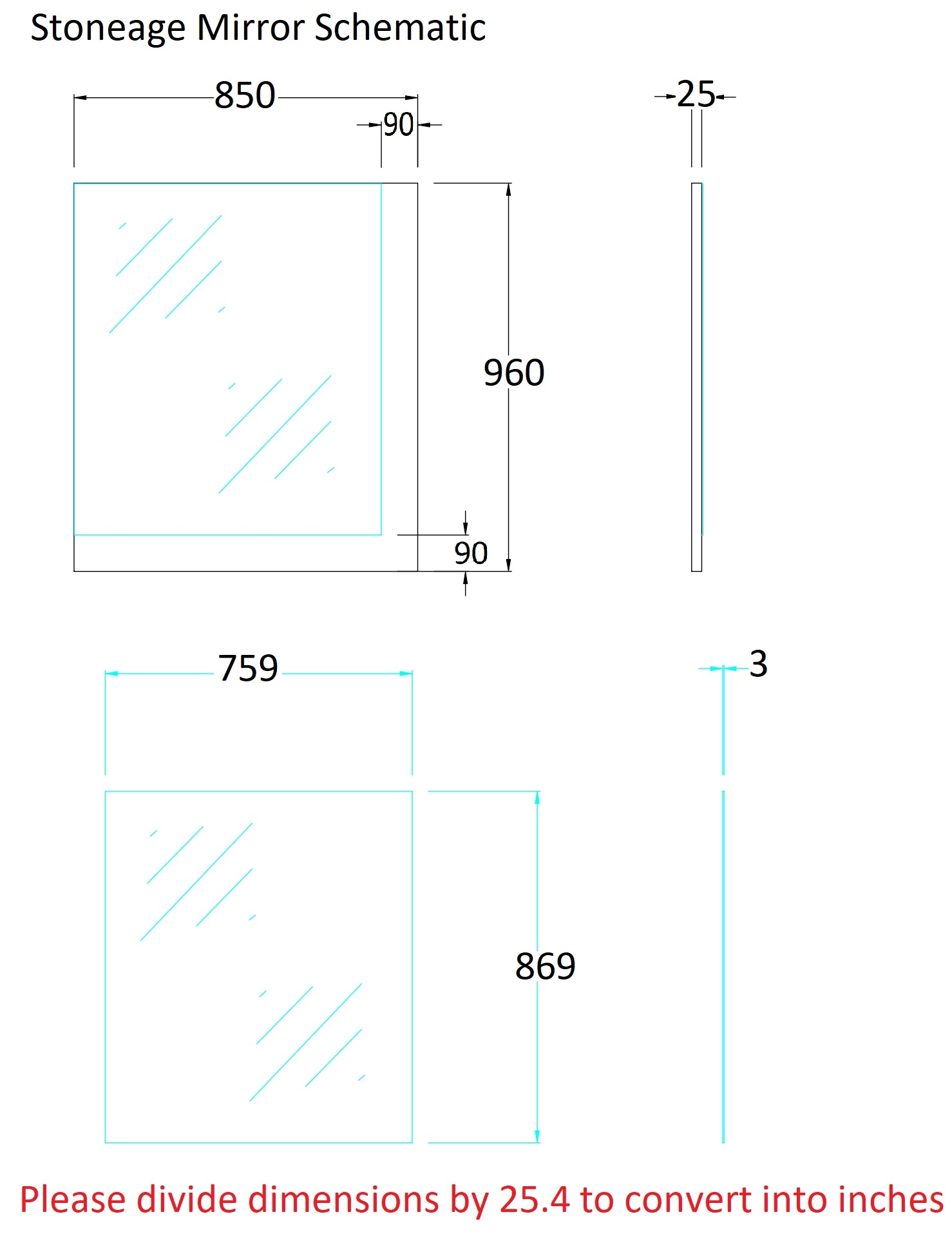 Stonage Premium Rectangular Mirror