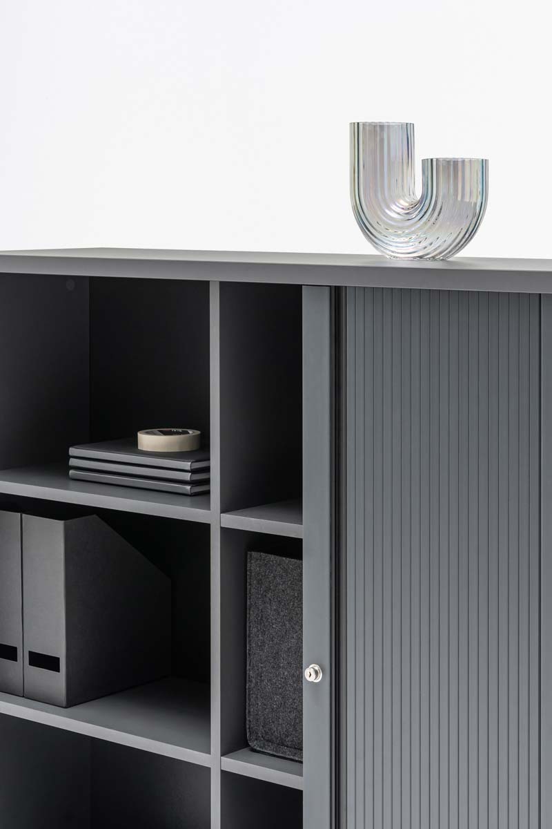 Basic Office Tambour Cabinet w/Lockable Door