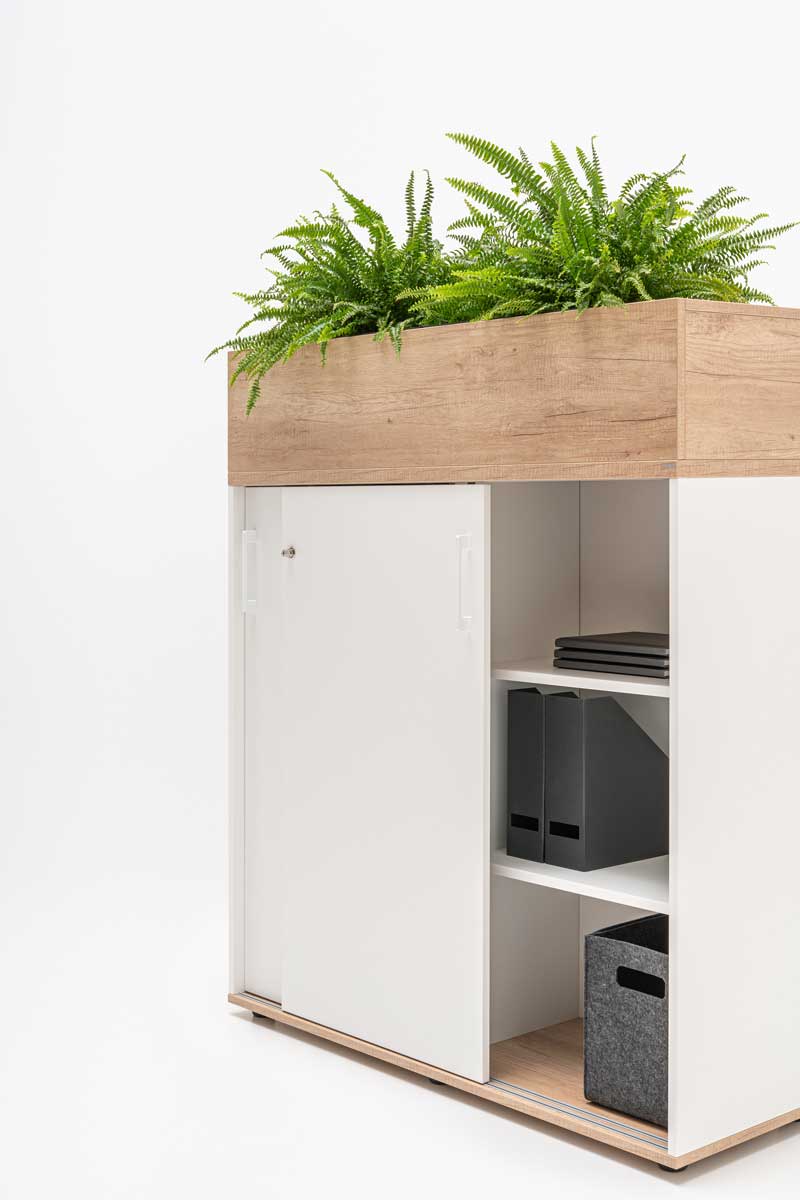 Standard Office W39.4" Cabinet w/3 Shelves & Sliding Lockable Doors