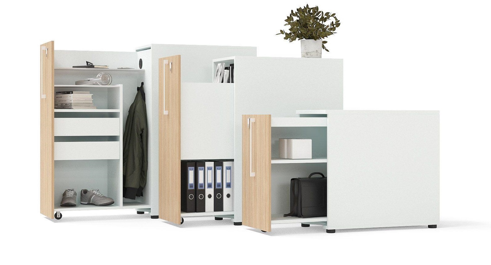 Boxi D32.3" Office Lockable Storage Tower w/2 Shelves & Pencil Tray, Left Hand