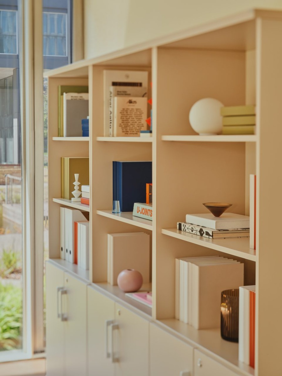 Standard Office Half-Bookcase w/2 Lockable Doors & 3 Open Shelves