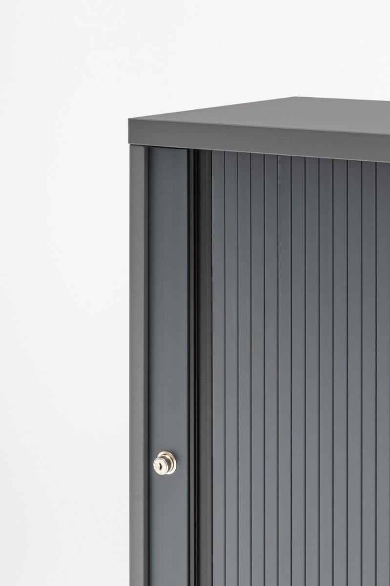 Standard Office W39.4" Tambour Cabinet w/3 Shelves & Lockable Door