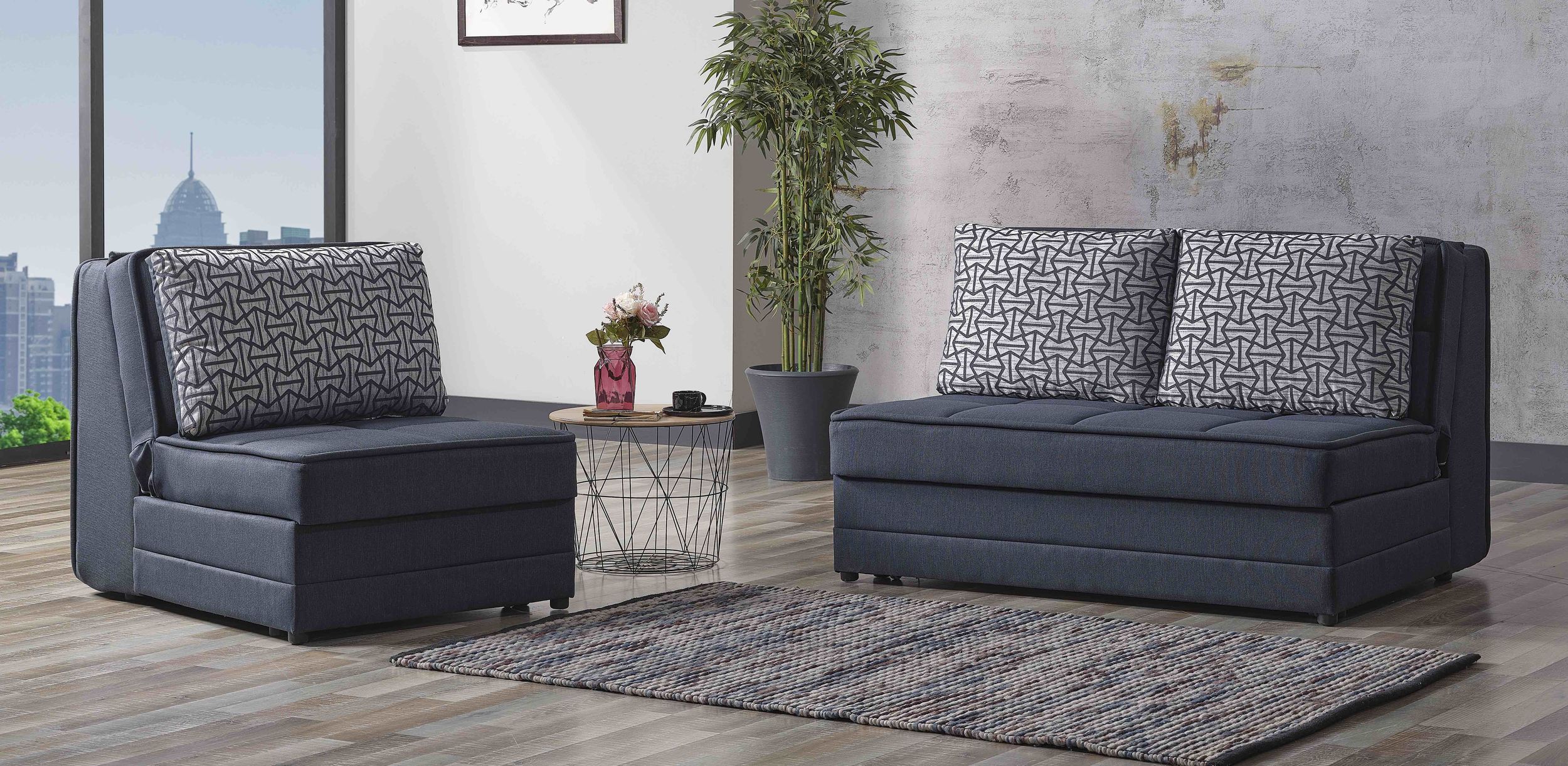 Studio Fabric Storage Convertible Sleeper Set