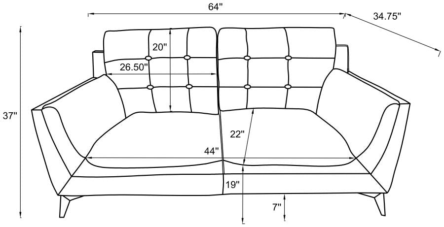 Moira Leatherette Tufted Loveseat with Track Arms
