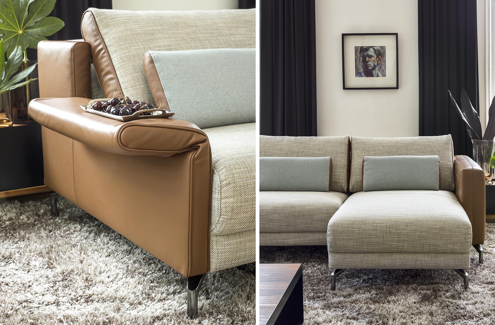 Stuttgart Fabric/Leather U-Shaped Sectional