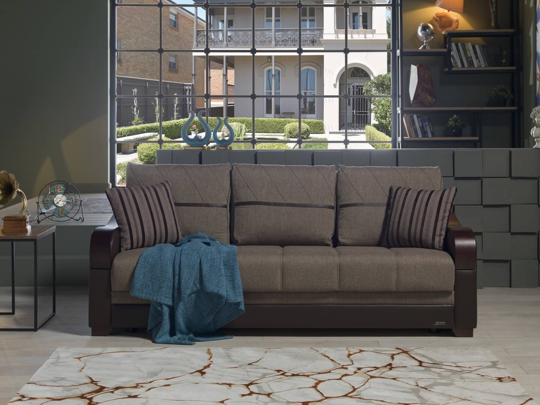 Bennett Fabric/PU Storage Sleeper Sofabed