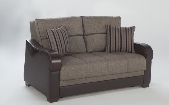 Bennett Fabric/PU Storage Sleeper Loveseat - Thumbnail 3