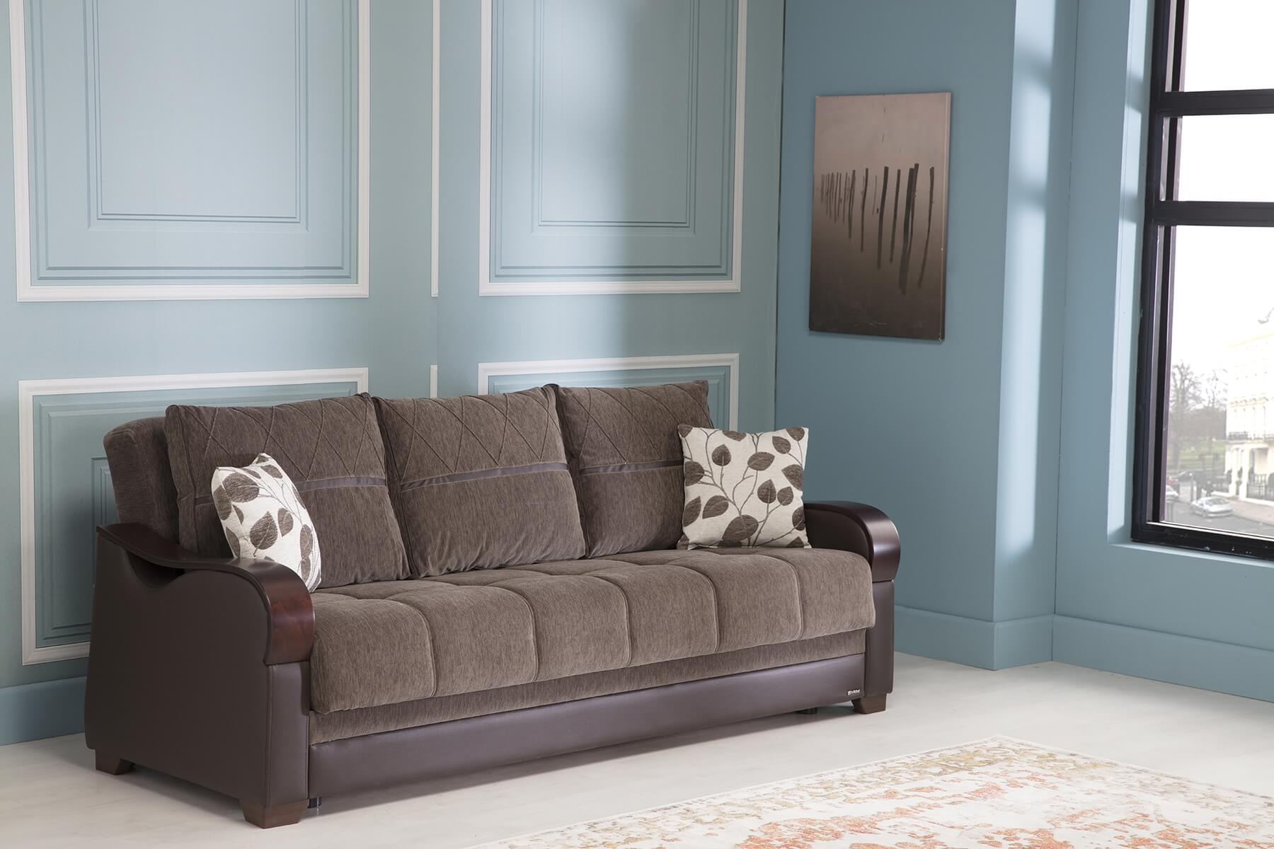 Bennett Fabric/PU Storage Sleeper Sofabed