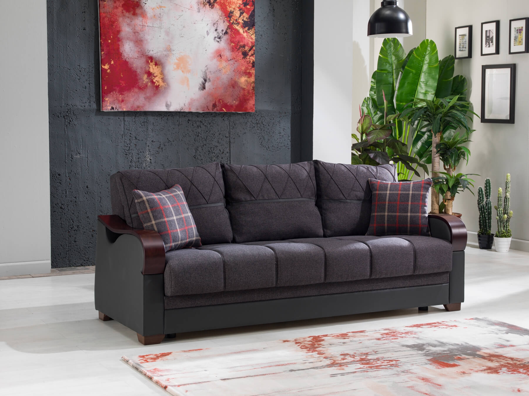Bennett Fabric/PU Storage Sleeper Sofabed