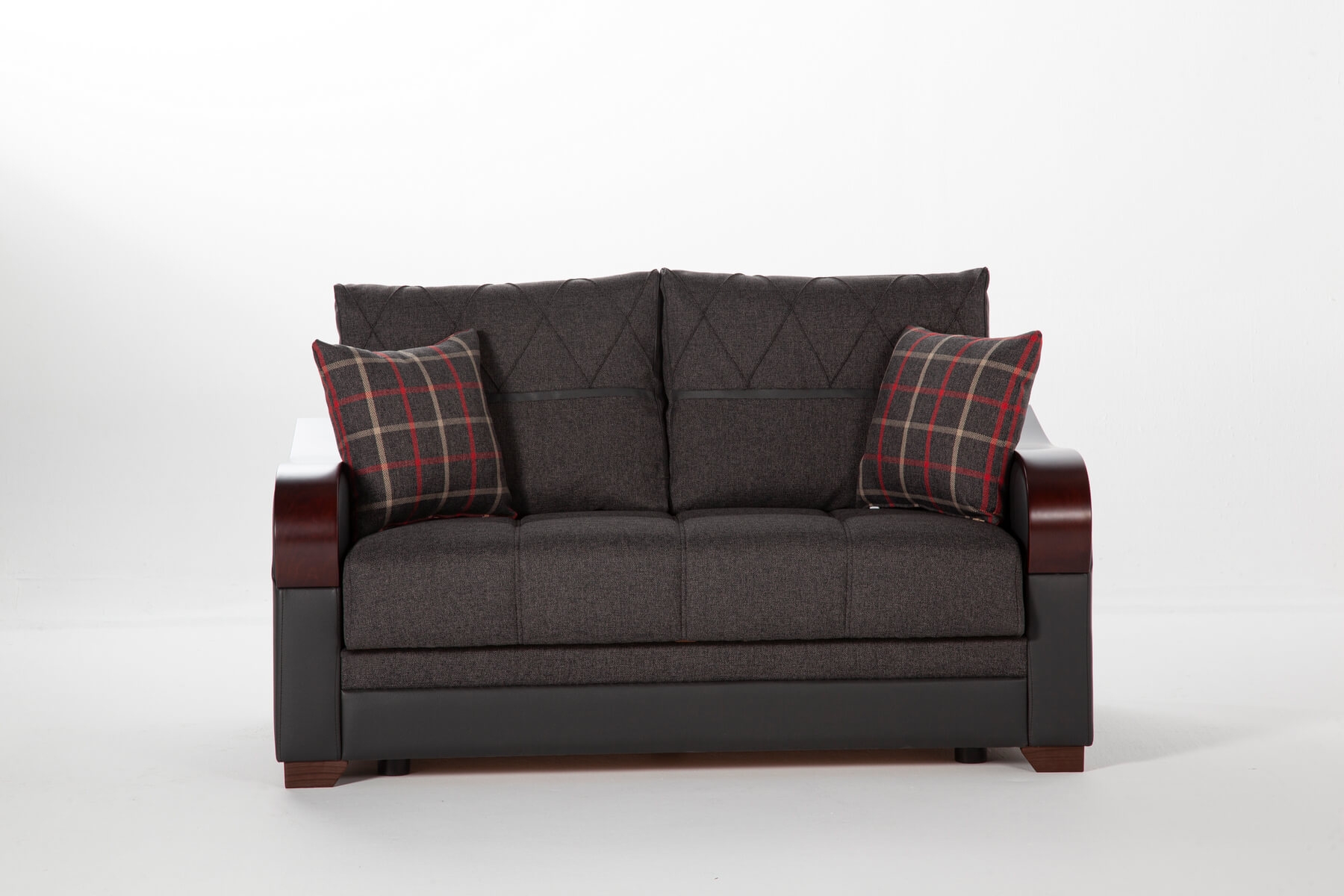 Dublin Wide Sofa Bed with Storage Two-Tone Black Leather &