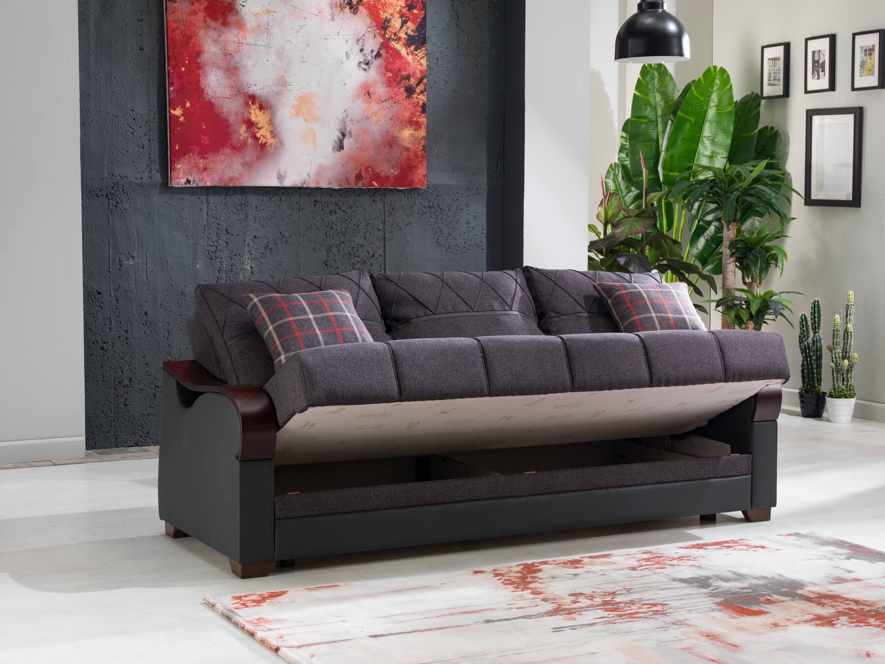 Bennett Fabric/PU Storage Sleeper Sofabed