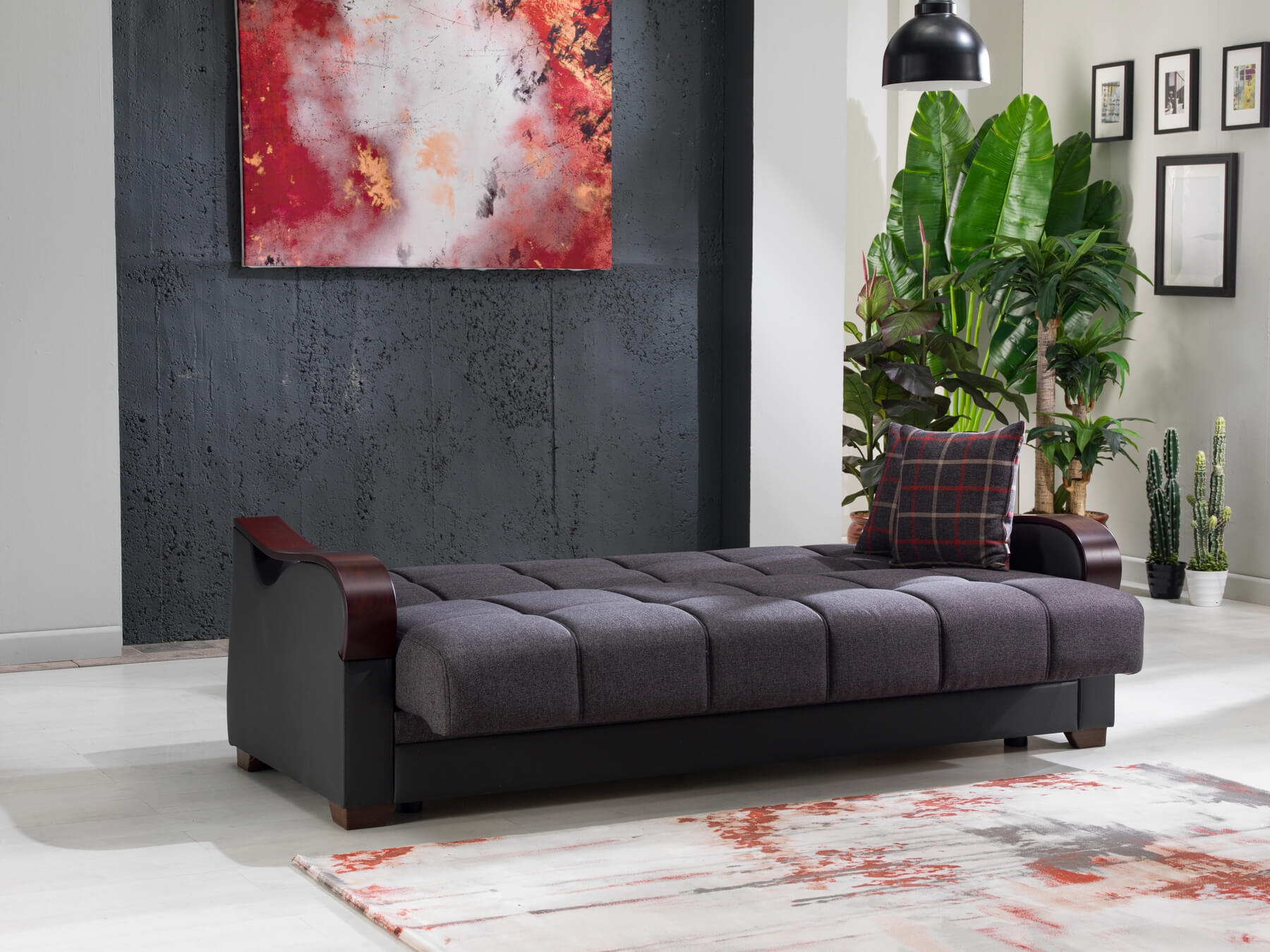 Bennett Fabric/PU Storage Sleeper Sofabed