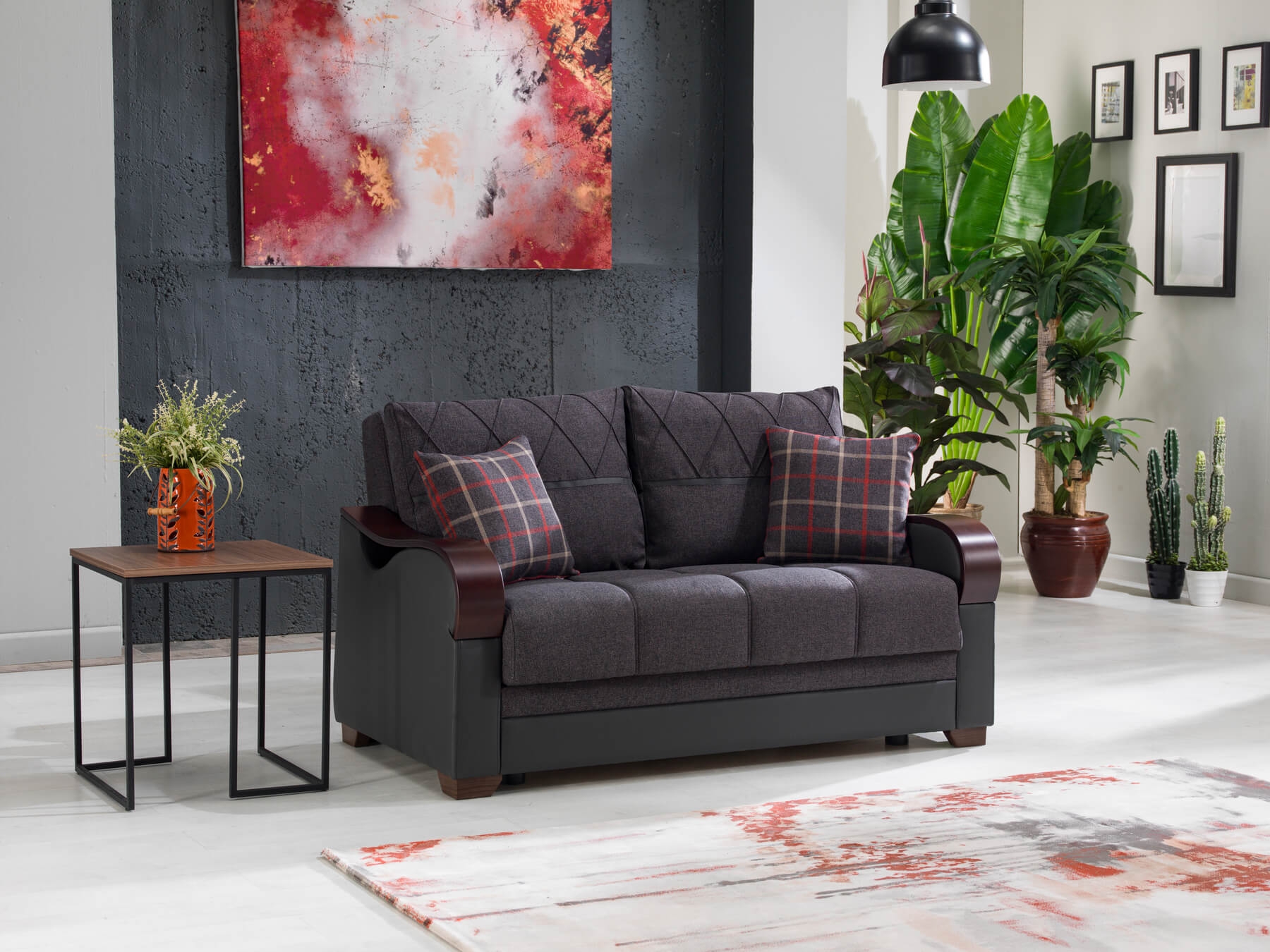Bennett Fabric/PU Storage Sleeper Loveseat