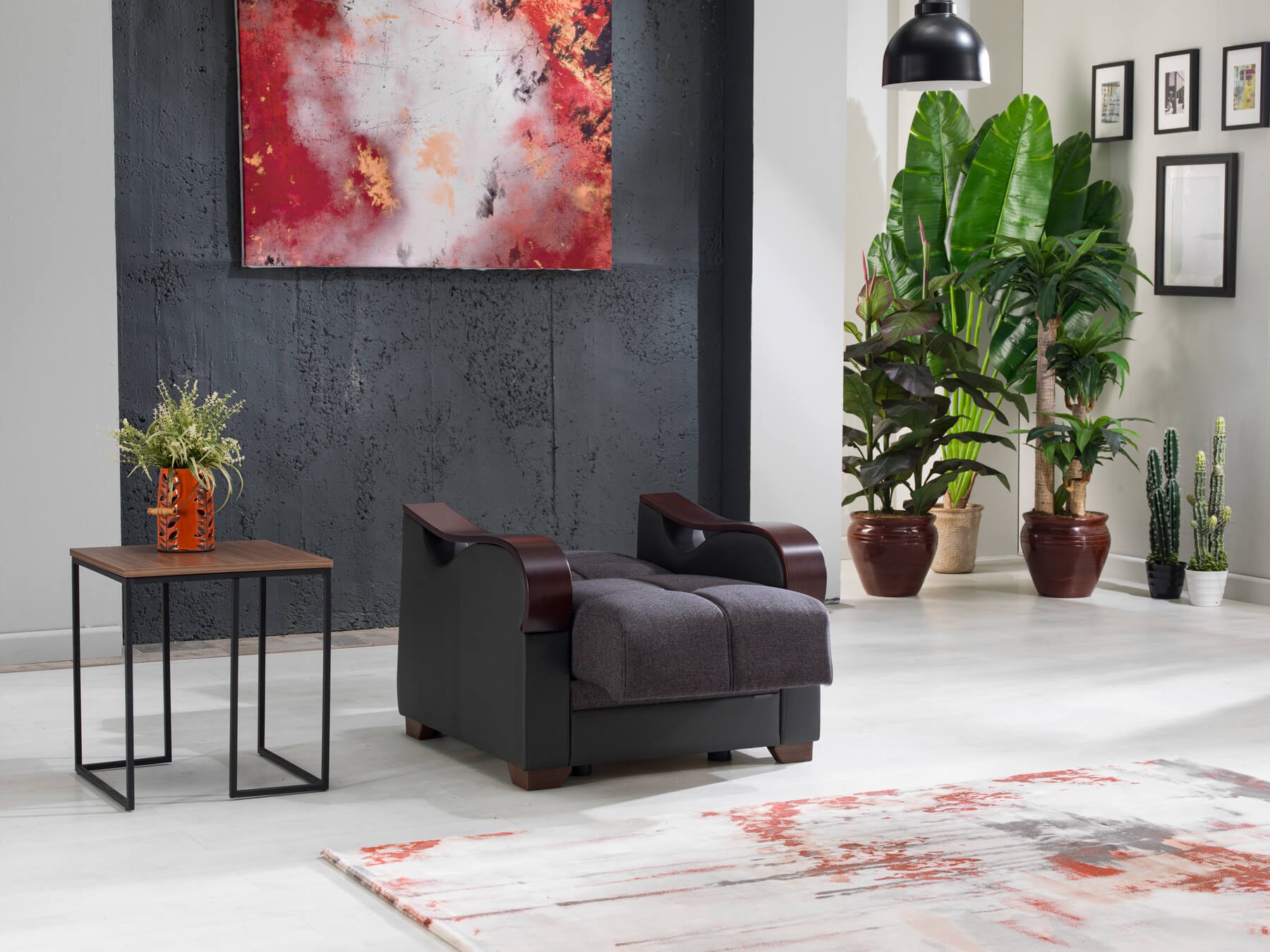 Bennett Fabric/PU Storage Sleeper Armchair