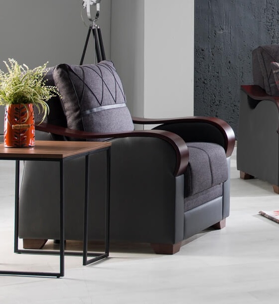 Bennett Fabric/PU Storage Sleeper Armchair
