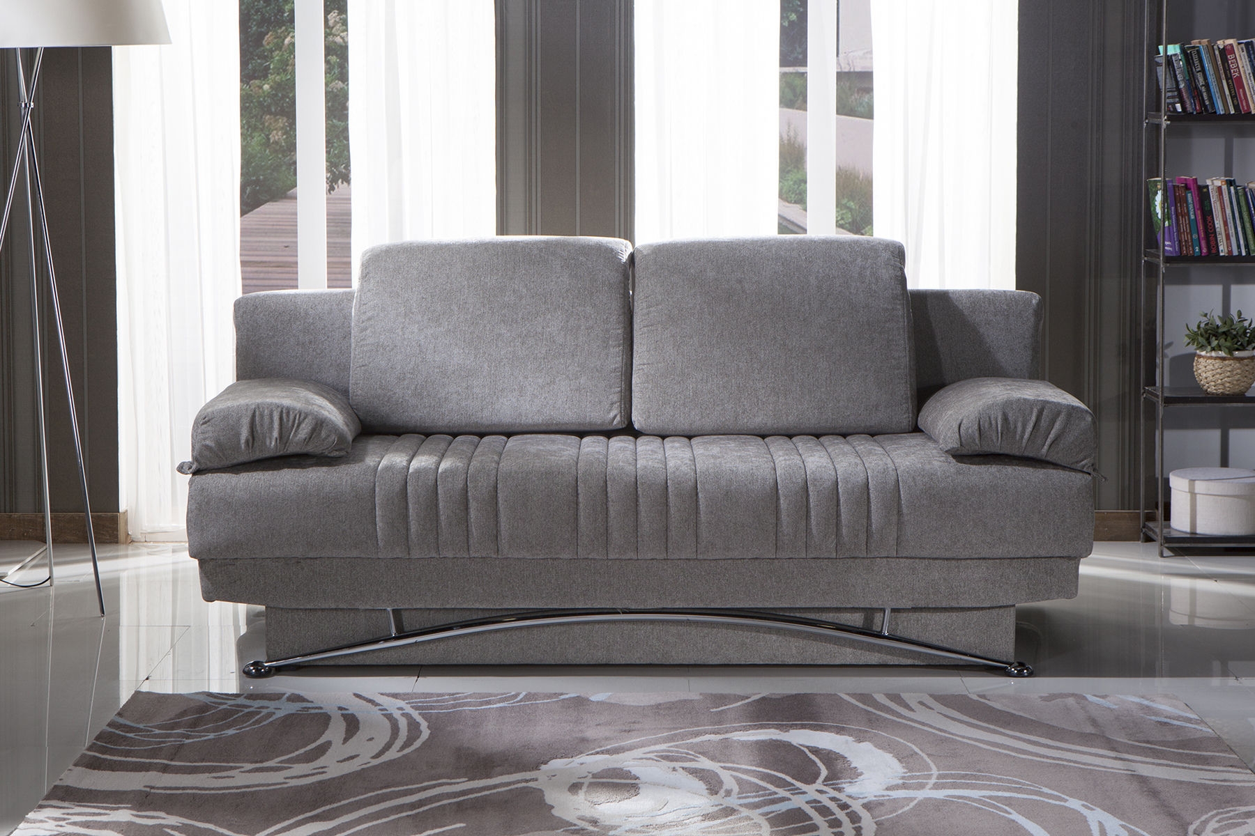 Fantasy Chenille Fabric Storage Sleeper Sofabed