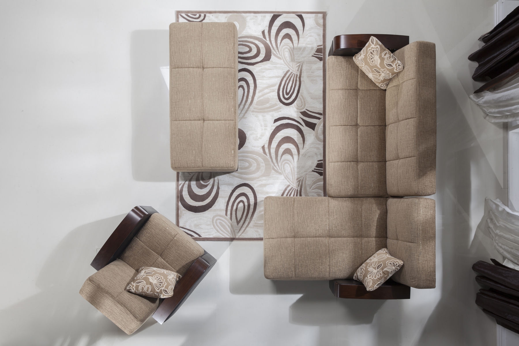 Luna Fabric/PU Storage Sleeper Modular Customizable Sectional Sofa