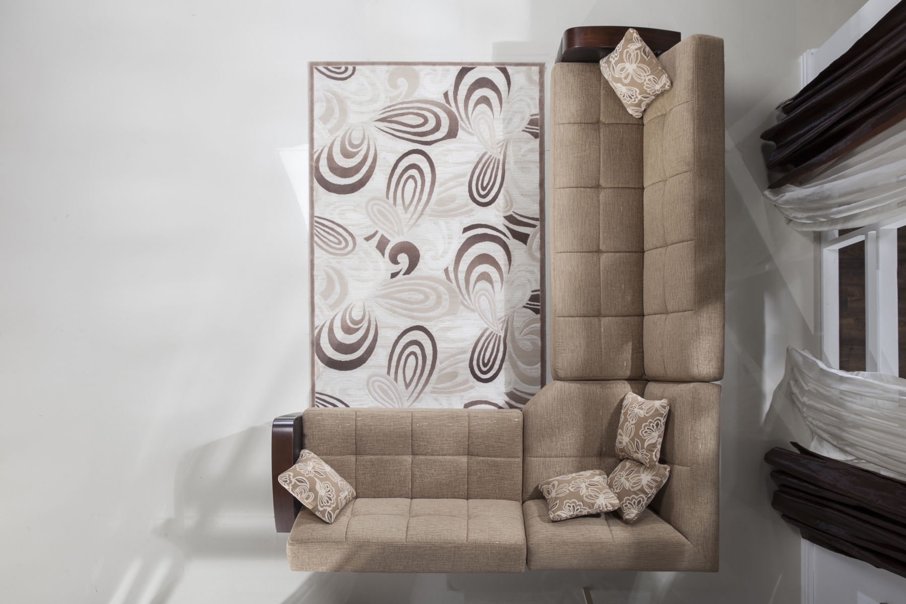 Luna Fabric/PU Storage Sleeper Modular Customizable Sectional Sofa