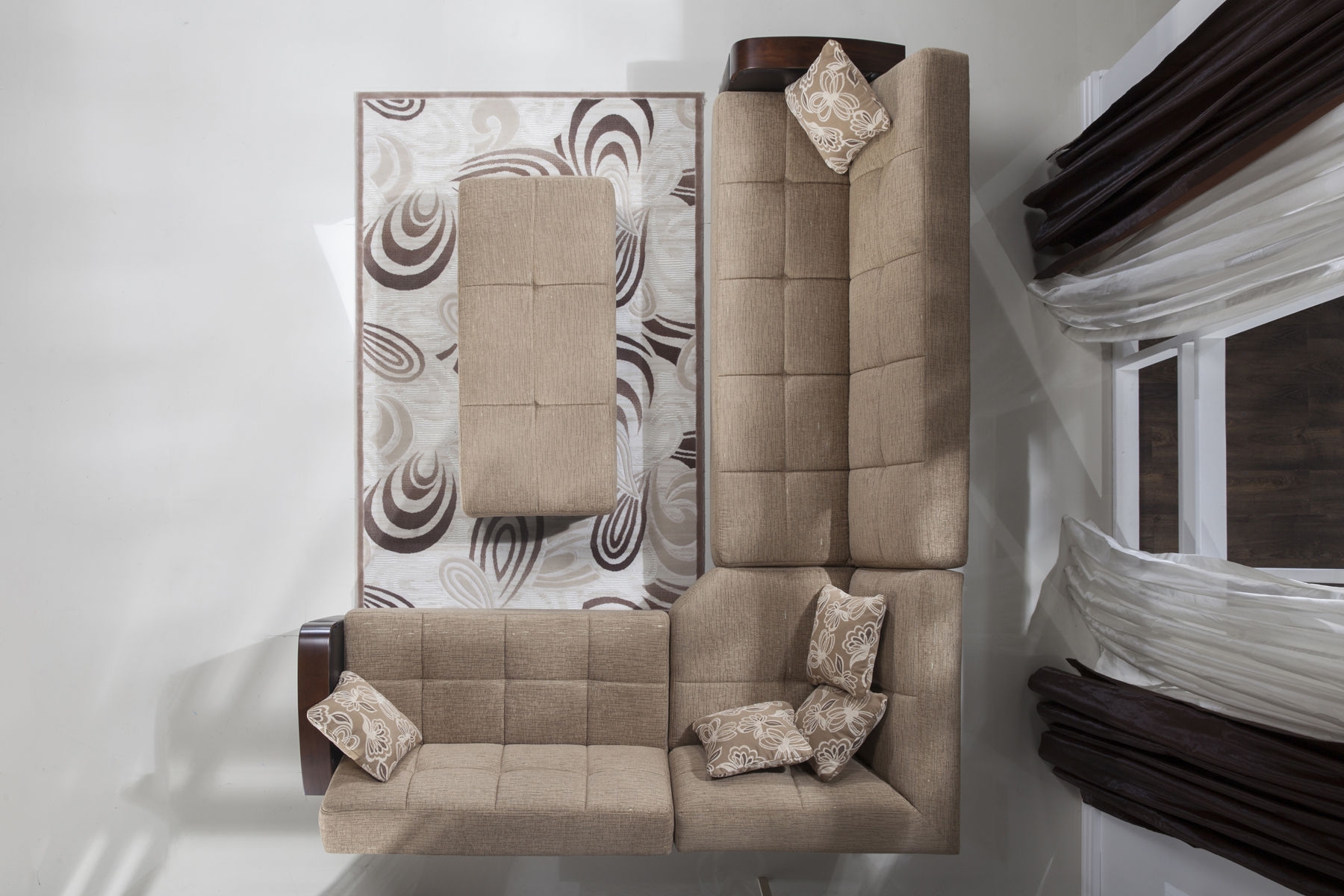 Luna Fabric/PU Storage Sleeper Modular Customizable Sectional Sofa