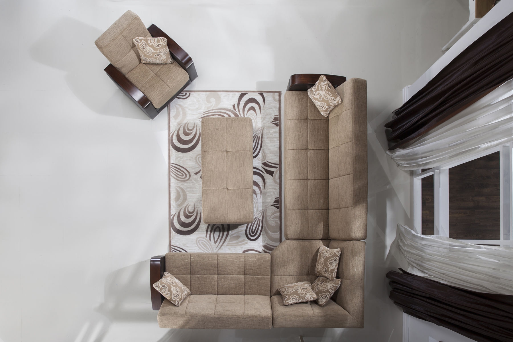 Luna Fabric/PU Storage Sleeper Modular Customizable Sectional Sofa