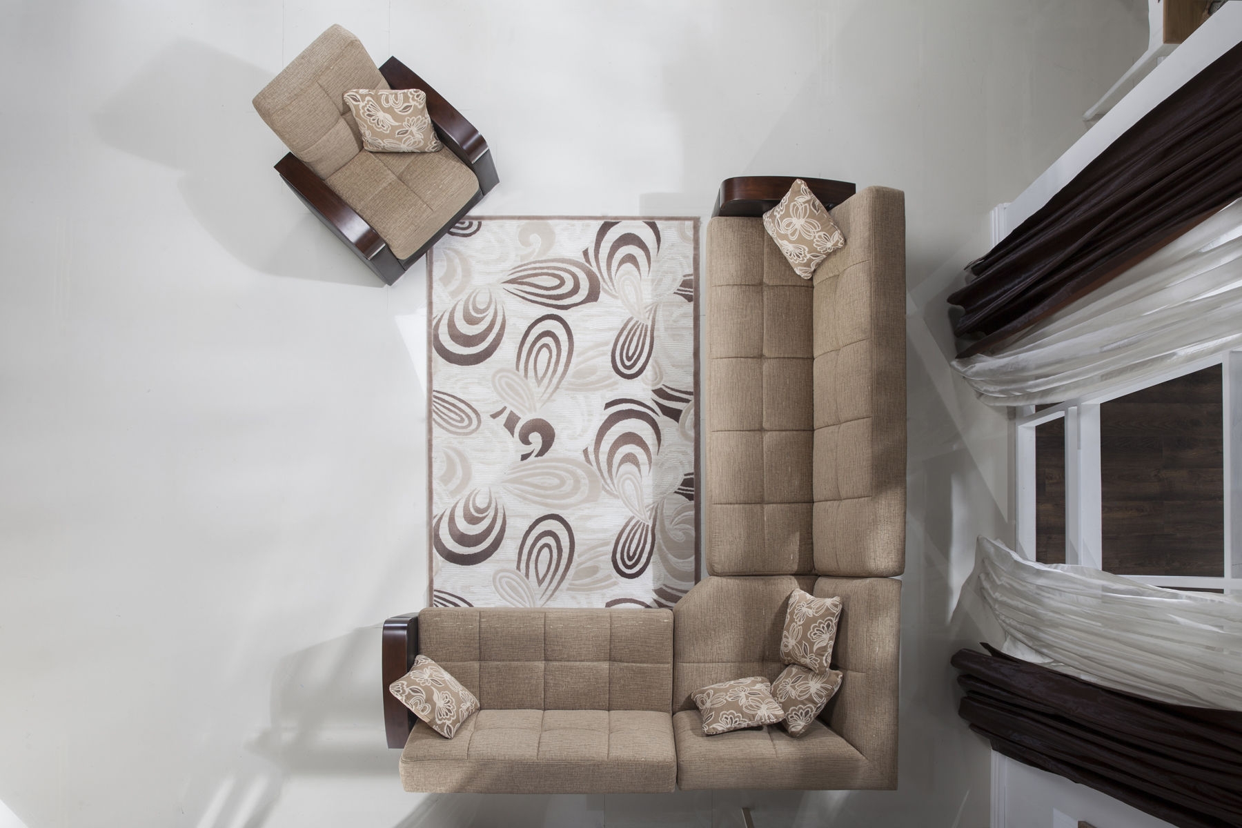 Luna Fabric/PU Storage Sleeper Modular Customizable Sectional Sofa