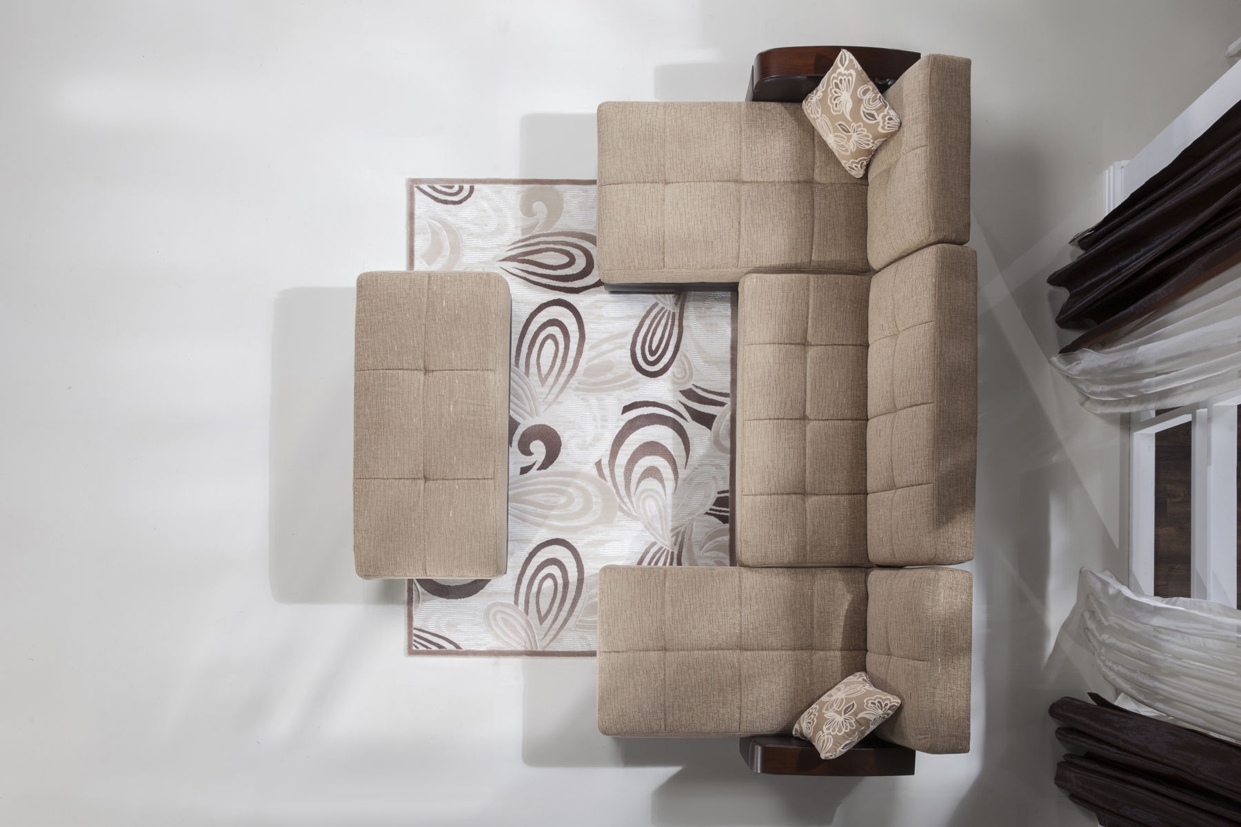 Luna Fabric/PU Storage Sleeper Modular Sectional Sofa, Configuration D